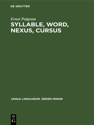 cover image of Syllable, Word, Nexus, Cursus